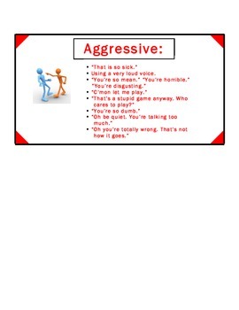 Passive, Assertive & Aggressive Behaviors by Red Green Learning | TpT