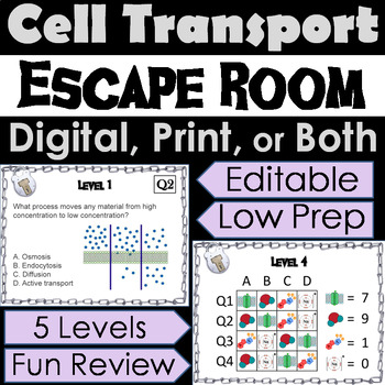 Preview of Passive & Active Cell Transport Activity: Escape Room (Diffusion & Osmosis etc.)