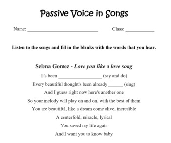 Preview of Passive voice in songs