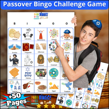 Preview of Passover Bingo {50 completely different Cards} ✡️ Pesach Bingo Game Printable ✡️