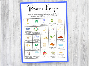 Preview of Passover Bingo Challenge Game, Printable Jewish Passover Seder Activities