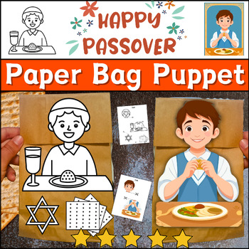Preview of Passover Craft - Passover Paper Bag Puppet Craft for K-3rd⭐No Prep⭐