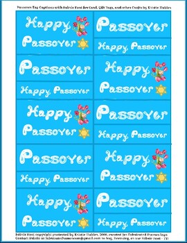 Preview of Passover Fabric Font Tulips Star of David Tags Captions Download Printable