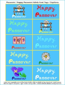 Preview of Passover / Happy Passover Fabric Font Tag Captions Download Printable