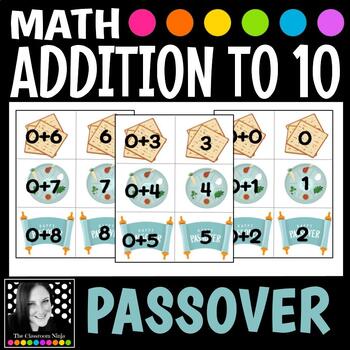 Preview of Passover Matching Addition to 10 Game for Math Centers and Stations