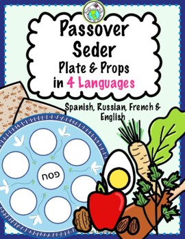 Preview of Passover Seder Plate Visual Props in Spanish Russian French & English