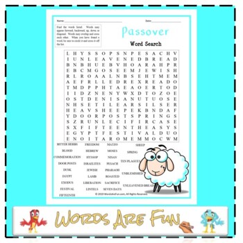Preview of PASSOVER Word Search Puzzle Handout Fun Activity