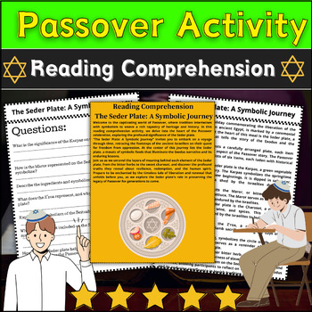 Preview of Passover Worksheet Reading Comprehension :The Seder Plate: A Symbolic Journey ✡️