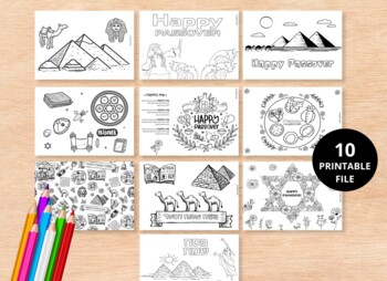 Preview of Passover coloring Pages-Passover ,Jewish activitie -seder Plate pessach