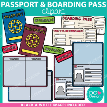 Preview of Passport And Boarding Pass Clipart & Editable File {FREEBIE}
