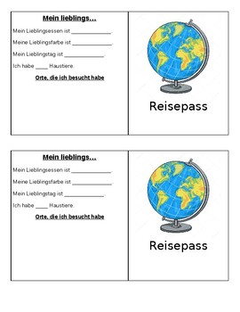 Preview of Passport (Reisepass) Template for German Classes