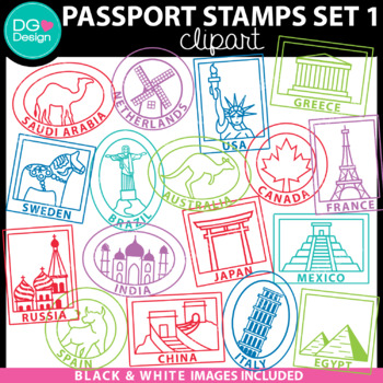 Preview of Passport Stamps Clipart Set 1