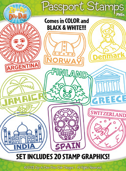 Preview of Passport Stamps Clipart Set 2 {Zip-A-Dee-Doo-Dah Designs}