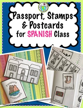 Preview of Passport, Stamps and Postcards for SPANISH class
