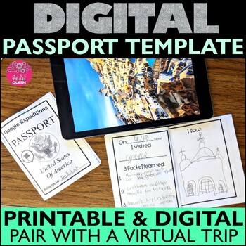 Preview of Virtual Field Trip Passport Template Printable Google Classroom Activities