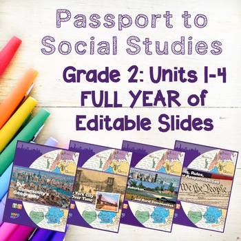 Preview of Passport to Social Studies Grade 2, Units 1-4 Bundle for the ENTIRE YEAR