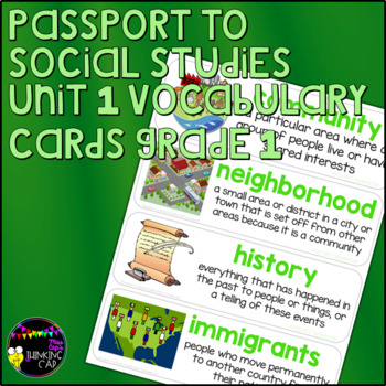 Preview of Passport to Social Studies Unit 1 Vocabulary Cards (First Grade)