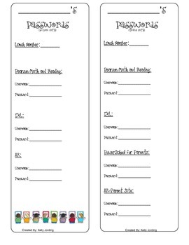 Preview of Password Form for parents and teacher