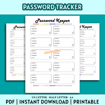 Password Keeper Printable: Lock Up Your Passcodes – Instant Download