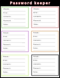 Password Keeper Template | Password Log book Printable for