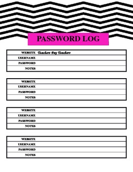 Preview of Password Log