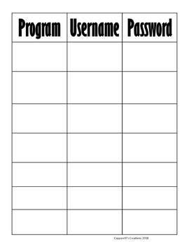 Password Page by Capparelli's Creations | Teachers Pay Teachers