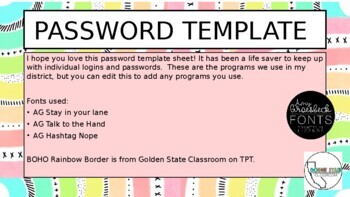 Preview of Password Template