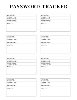 Password Tracker by Mrs Tiru | TPT