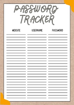 Preview of Password Tracker Freebie