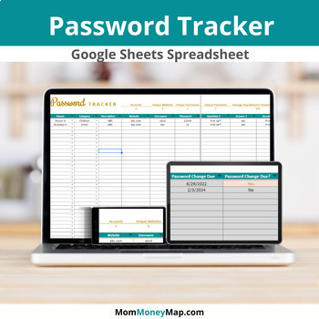 Preview of Password Tracker Google Sheets Spreadsheet