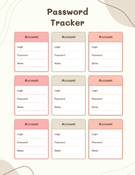 Password Trackers by Mrs Tiru | TPT
