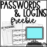 Passwords and Logins Cards Freebie