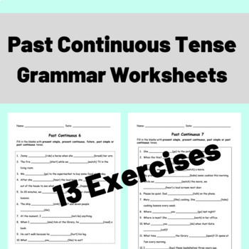 past continuous tense grammar worksheets for esl grade 1 and up students