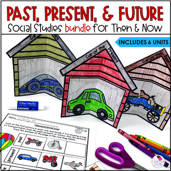 Preview of Then and Now - Past Present Future Social Studies - School, Food, Transportation