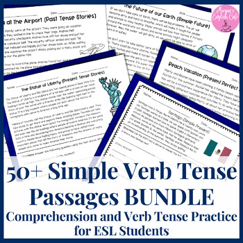 Preview of Past, Present, Future Simple Verb Tense Passages for ELLs/MLs/Language Learners