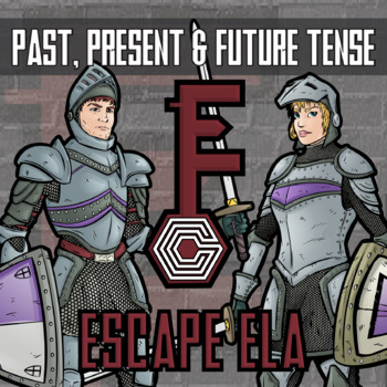 Preview of Past, Present & Future Tenses Escape Room Activity - Printable & Digital Game