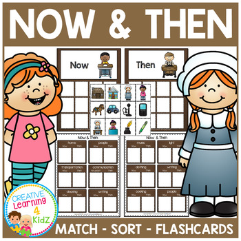 Preview of Now & Then / Past  & Present Sorting Matching Flashcard Set