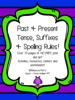Preview of Past & Present Tense, Suffixes - NO PREP - Resources, Worksheets, Centers!