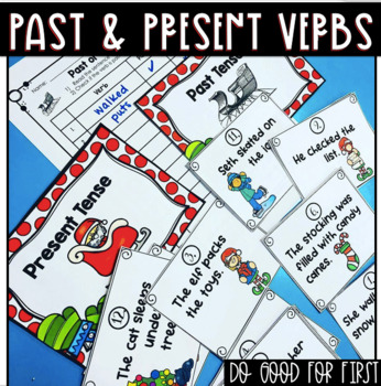 Preview of Past & Present Tense Verb Sort ~ Holiday Themed