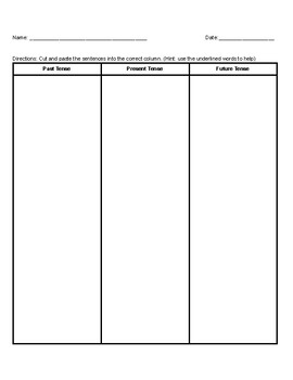 Preview of Past, Present, and Future Tense Worksheet