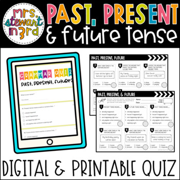 Preview of Past, Present, and Future Verb Tenses Google Forms™ Quiz (self-grading!)