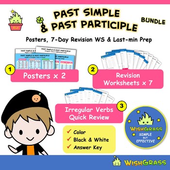Preview of Past Simple & Past Participle Bundle - Posters, Revision & Last-Min Prep WS