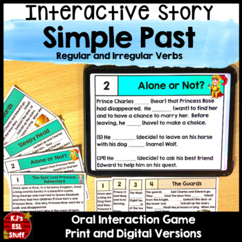 Preview of ESL ELL Past Simple Tense Game Interactive Story Regular and Irregular Verbs