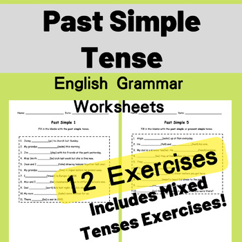 Past Simple Tense Grammar Worksheets (Grade 1 & up, ESL, ESOL, EFL)