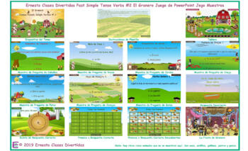 Preview of Past Simple Tense Verbs #2 Barnyard Spanish Powerpoint Game