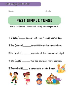 Preview of Past Simple tense-Correct verb using past simple tense Worksheets