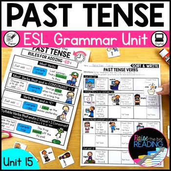 Past Tense Grammar Unit for Newcomer ELs, ESL Posters and Worksheets