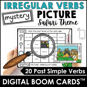 Preview of Past Tense Irregular Verbs - Mystery Picture Digital Boom Cards™