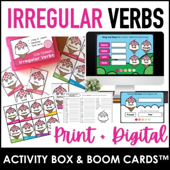 Preview of Past Tense Irregular Verbs | Activity Box & Digital Boom Cards™ -  BUNDLE 1