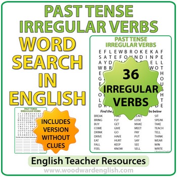 Past Tense Irregular Verbs in English - Word Search by Woodward Education